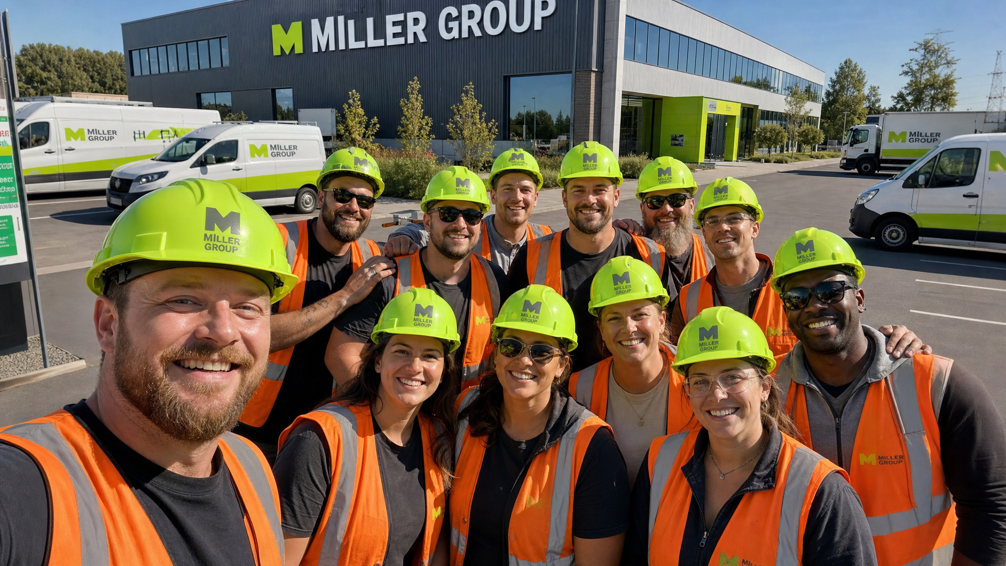 Het volledige Miller Group team op locatie